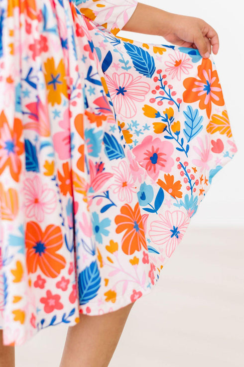 colorful-carnations-3-4-sleeve-pocket-twirl-dress Mila & Rose - Sophia's StyleTwirl Pocket Dress 3/4-1