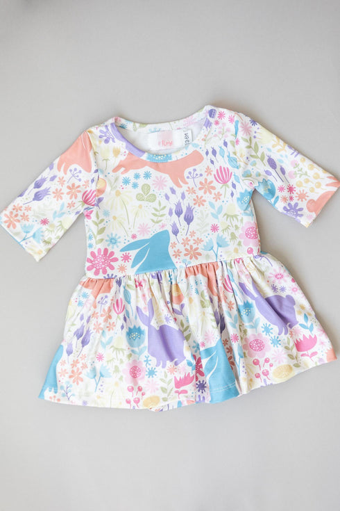 pastel-floral-bunnies-twirl-bodysuit Mila & Rose - Sophia's Style-Pastel Floral Bunnies Twirl Bodysuit-0-3M--1