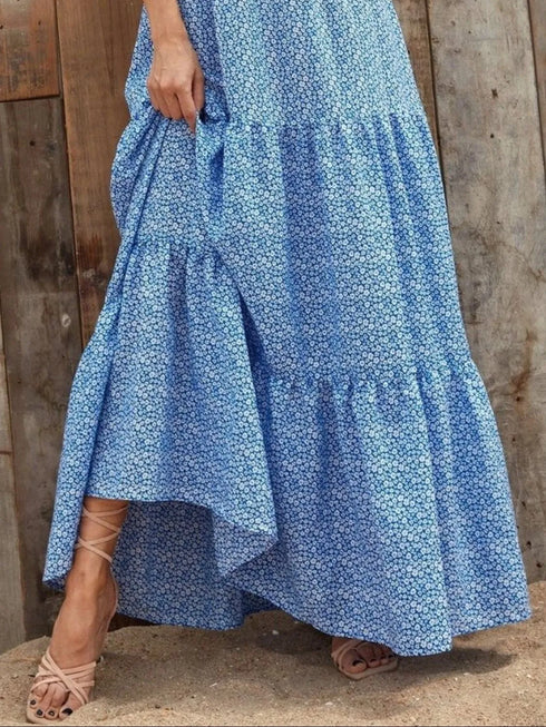 printed-v-neck-ruffled-cap-sleeve-maxi-dress OhSoStyled - Sophia's Style in Sky Blue-2