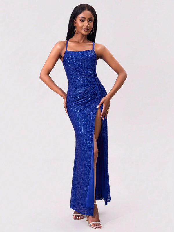 slit-sequin-square-neck-spaghetti-strap-dress OhSoStyled at Sophia's Style-1