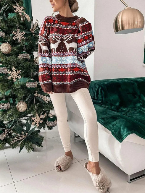 geometric-round-neck-dropped-shoulder-sweater-Sophia's Style-9