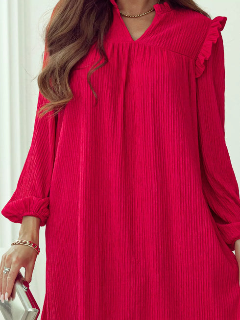 textured-ruffled-trim-loose-fit-mini-dress-OhSoStyled-Sophia's-Style-6