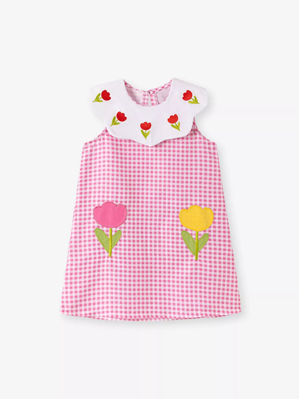 childrens-floral-plaid-sleeveless-dress-ohso-kids-sophias-style-1