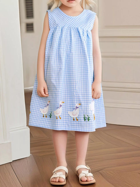 childrens-gingham-goose-embroidered-sleeveless-dress-ohso-kids-sophias-style-2