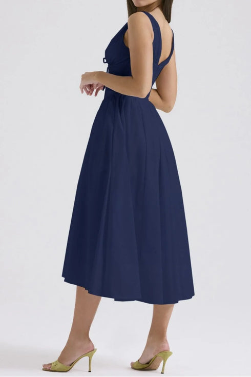 ruched-v-neck-sleeveless-dress-with-pockets OhSoStyled at Sophia's Style-13
