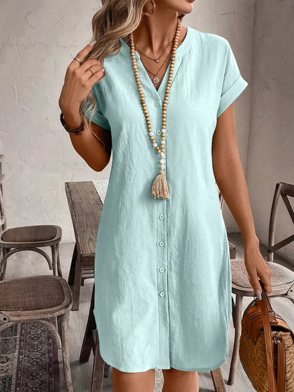 plus-size-casual-button-down-short-sleeve-dress-OhSoStyled-Sophia's-Style-1