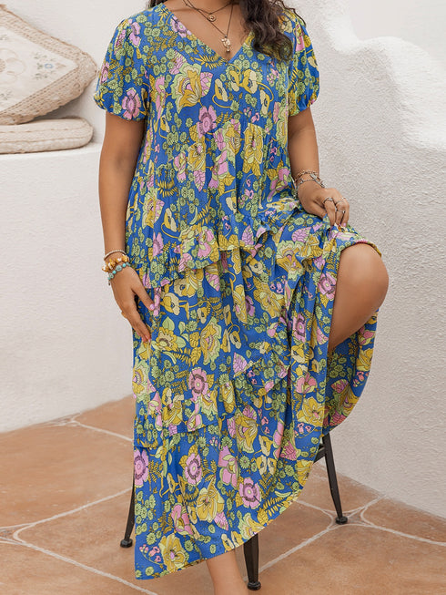 plus-size-printed-v-neck-short-sleeve-maxi-dress OhSoStyled - Sophia's Style-6