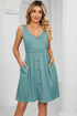 Buttoned Wide Strap Mini Dress
