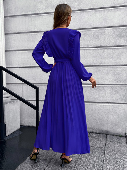 pleated-surplice-tie-waist-maxi-dress Sophia's Trends - Sophia's Style--