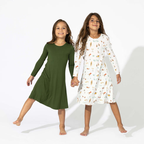 evergreen-bamboo-girls-long-sleeve-dress-bellabu-bear - Sophia's Style -8