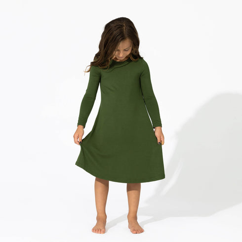 evergreen-bamboo-girls-long-sleeve-dress-bellabu-bear - Sophia's Style -5