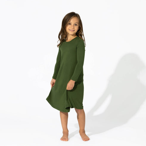 evergreen-bamboo-girls-long-sleeve-dress-bellabu-bear - Sophia's Style -3