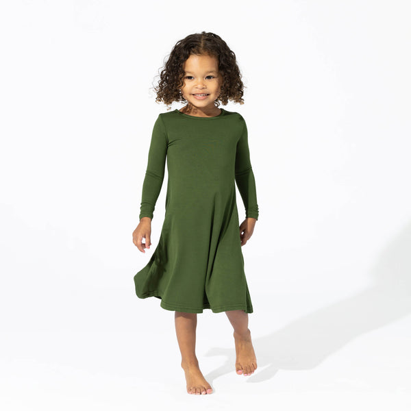 evergreen-bamboo-girls-long-sleeve-dress-bellabu-bear - Sophia's Style Dress-1