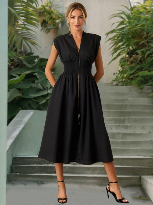 smocked-zip-front-cap-sleeve-dress OhSoStyled - Sophia's Style-15