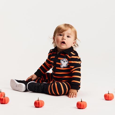 infant-rugby-stripe-halloween-romper-w-ghost-patch-black-ora-strp Sophia's Style-2