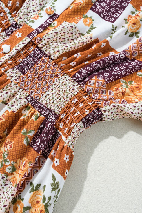 printed-collared-neck-three-quarter-sleeve-mini-shirt-dress OhSoStyled at Sophia's Style-6