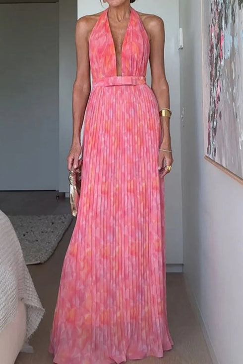 halter-neck-pleated-maxi-dress-OhSoStyled-Sophia's-Style-1