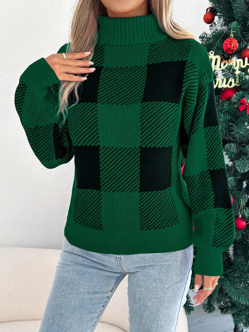 christmas-plaid-long-sleeve-turtleneck-sweater-Sophia's Style-3