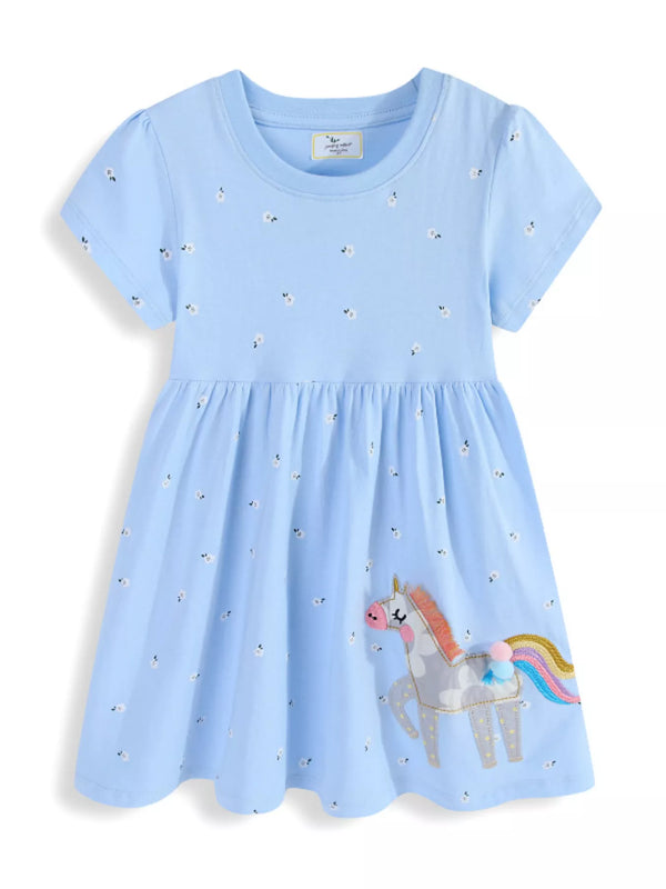 childrens-floral-unicorn-round-neck-dress-ohso-kids-sophias-style-1
