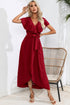 ruffled-tied-v-neck-midi-dress Sophia's Trends - Sophia's Style-Burgundy-L