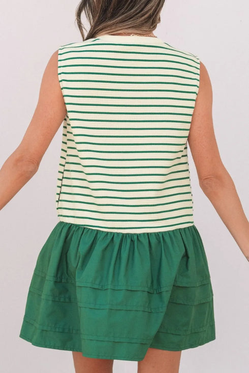 stripe-woven-sleeveless-mini-dress OhSoStyled - Sophia's Style in Dark Green-2