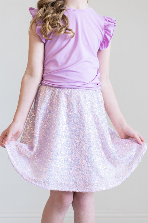 lavender-sequin-twirl-skort Mila & Rose at Sophia's Style-Lavender Sequin Twirl Skort-2T-Sequin Skort-1