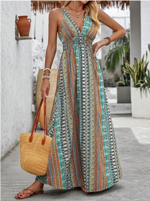 tied-back-printed-sleeveless-maxi-slit-dress OhSoStyled - Sophia's Style in -9