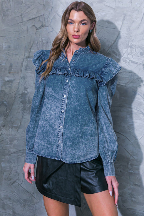 no-goodbyes-denim-top Flying Tomato-Sophia's StyleTOPS-1