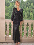 sequin-v-neck-lantern-sleeve-maxi-dress Sophia's Trends - Sophia's Style-Black-L