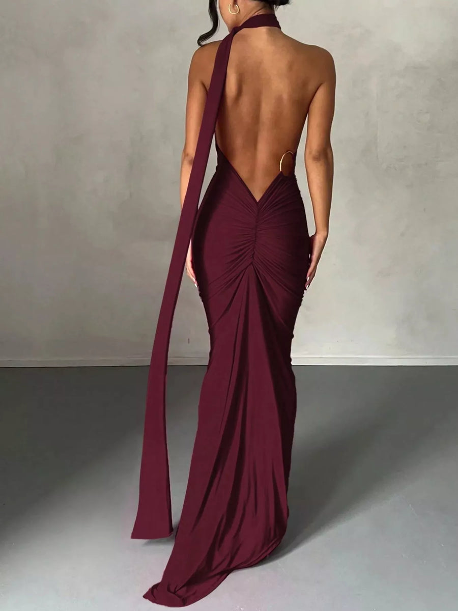 Backless One-Shoulder Ruched Bodycon Maxi Dress from OhSoStyled at Sophia's  Style – SophiasStyle.com