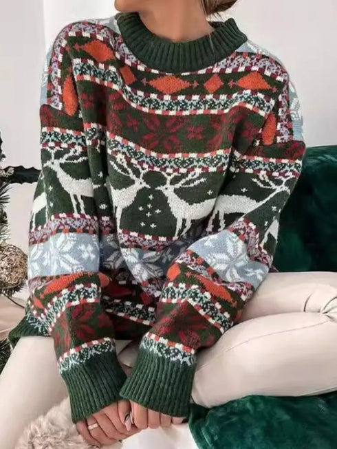 geometric-round-neck-dropped-shoulder-sweater-Sophia's Style-5