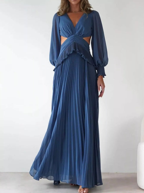 backless-pleated-long-sleeve-maxi-dress-OhSoStyled-Sophia's-Style-2