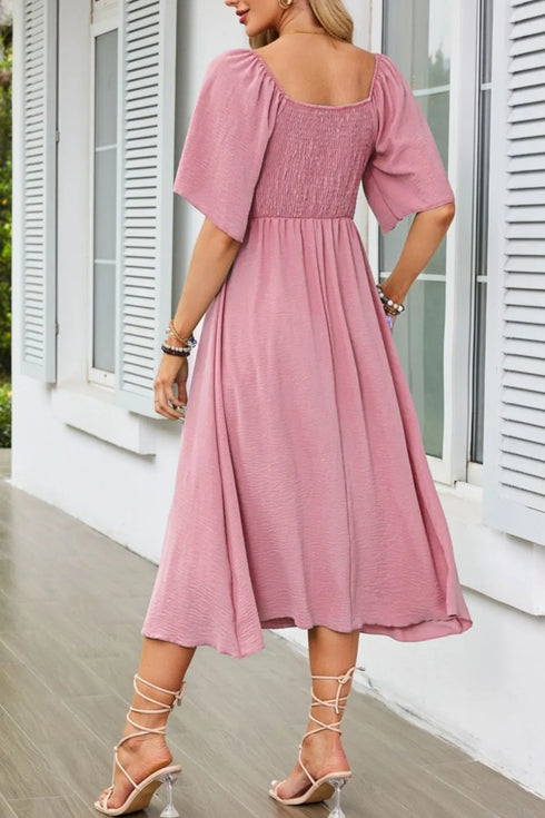 smocked-tie-front-flutter-sleeve-midi-dress OhSoStyled at Sophia's Style-2