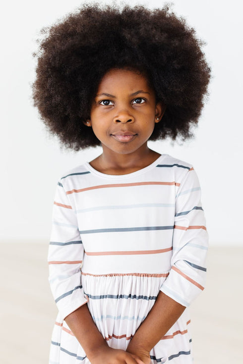 fall-stripes-3-4-sleeve-pocket-twirl-dress Mila &  Rose - Sophia's Style-Fall Stripes 3/4 Sleeve Pocket Twirl Dress-6-12M--1