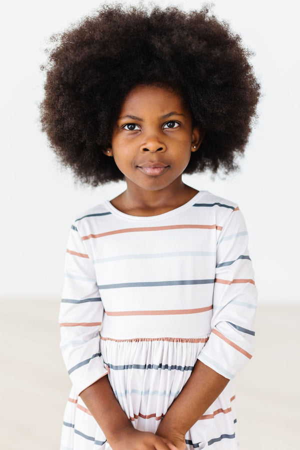 fall-stripes-3-4-sleeve-pocket-twirl-dress Mila &  Rose - Sophia's Style-Fall Stripes 3/4 Sleeve Pocket Twirl Dress-6-12M--1