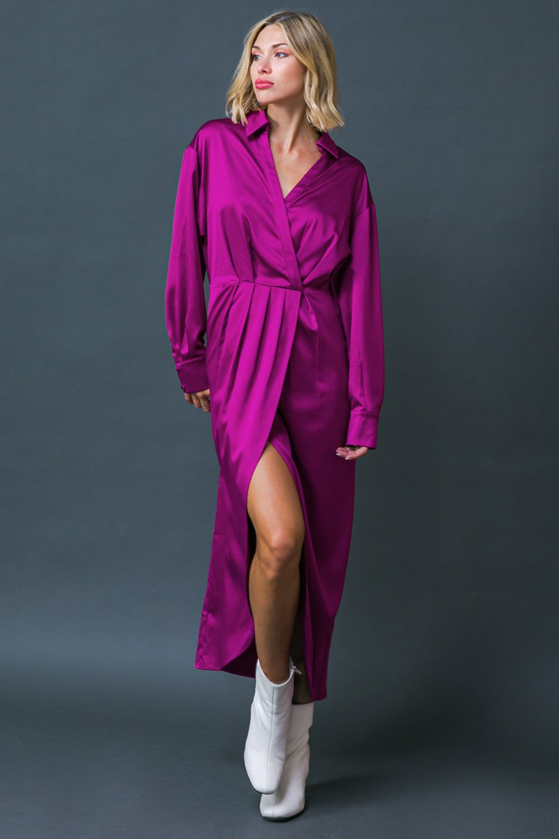 meant to be midi dress TOO GOOD TO BE True WOVEN MIDI DRESS l FLYING TOMATO DARK MAGENTA / M