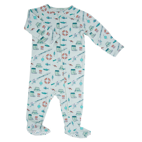 fishing-poles-baby-zippered-footie Sweet Bamboo - Sophia's Style-2