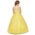 Big Girls Yellow Crystal Beading Glitter Tulle Floor Length Pageant Dress 8-16 - SophiasStyle.com