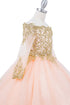 Bliss Girls Glitter Tulle Gold Coil Lace Flower Girl Junior Bridesmaid Dress, Sizes 2-16 - SophiasStyle.com