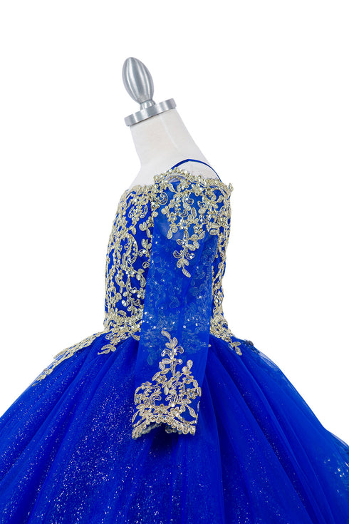 Bliss Girls Glitter Tulle Gold Coil Lace Flower Girl Junior Bridesmaid Dress, Sizes 2-16 - SophiasStyle.com