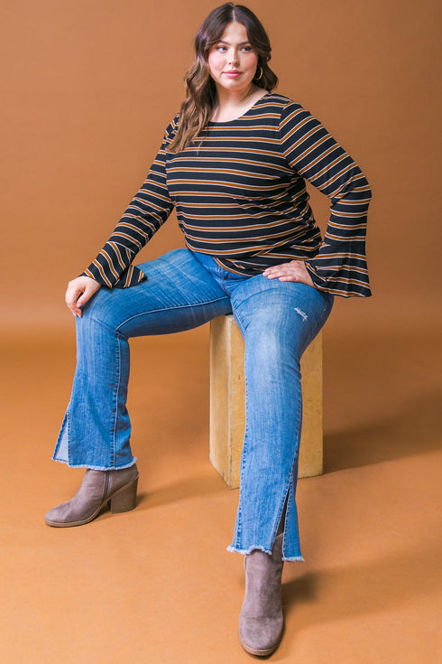 here-we-go-strip-ruffle-sleeve-top Flying Tomato - Sophia's Style-4