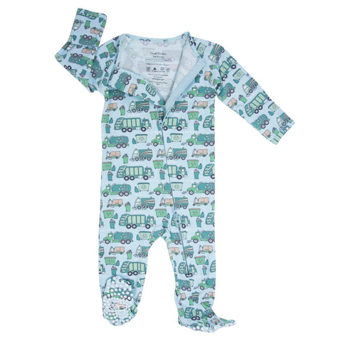 garbage-trucks-recycle-zipper-footie Sweet Bamboo - Sophia's Style-2