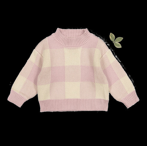 the-gingham-knit-sweater-mauve Lovely Littles - Sophia's StyleKnit Sweater-1