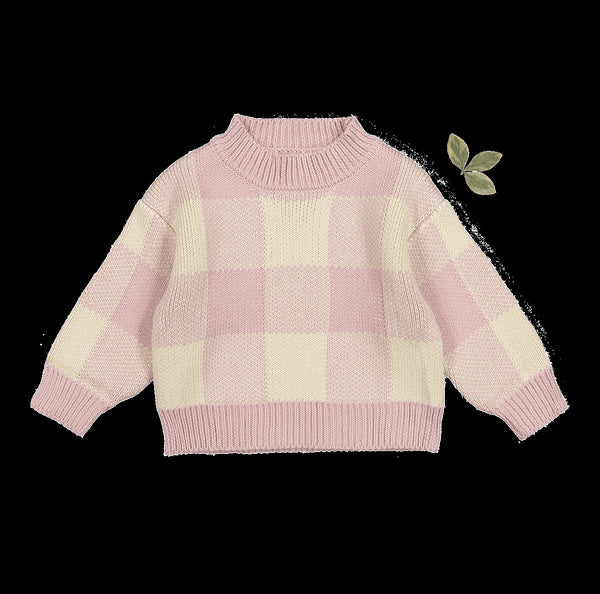 the-gingham-knit-sweater-mauve Lovely Littles - Sophia's StyleKnit Sweater-1