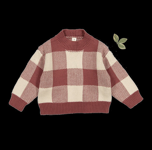the-gingham-knit-sweater-rosewood Lovely Littles - Sophia's StyleKnit Sweater-1