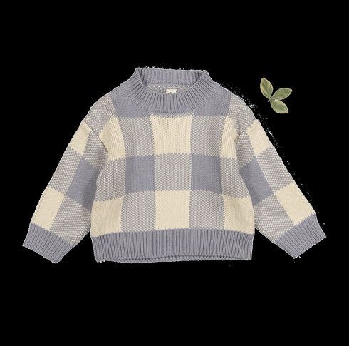 the-gingham-knit-sweater-slate Lovely Littles - Sophia's StyleKnit Sweater-1