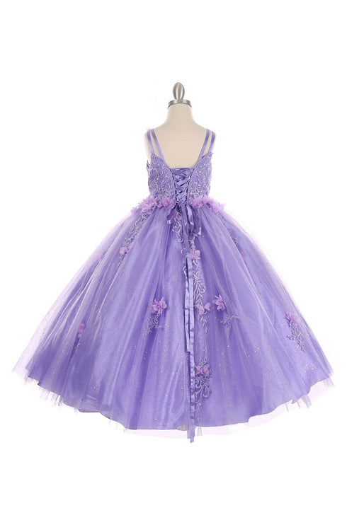 Bliss Big Girls 3D Floral Rhinestone Lace Applique Ball Gown 8-16 - SophiasStyle.com