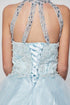 Little Girls Blue Dazzling Rhinestone Pearls Halter Neck Pageant Dress 2-6 - SophiasStyle.com