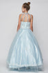 Little Girls Blue Dazzling Rhinestone Pearls Halter Neck Pageant Dress 2-6 - SophiasStyle.com