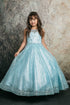 Big Girls Blue Jewel Illusion Neckline Pageant Dress 8-16 - SophiasStyle.com